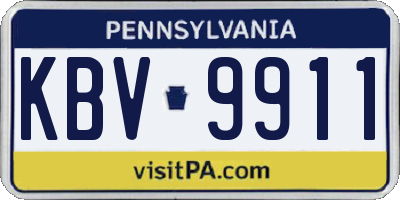 PA license plate KBV9911