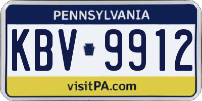 PA license plate KBV9912