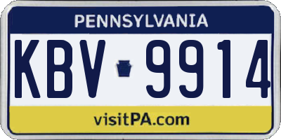 PA license plate KBV9914