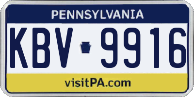 PA license plate KBV9916