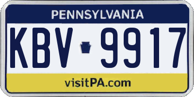 PA license plate KBV9917