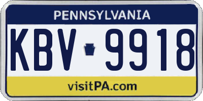 PA license plate KBV9918