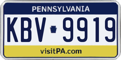 PA license plate KBV9919