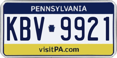 PA license plate KBV9921