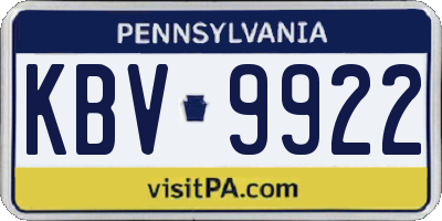 PA license plate KBV9922