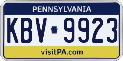 PA license plate KBV9923
