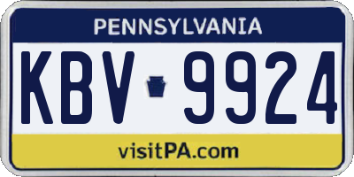 PA license plate KBV9924