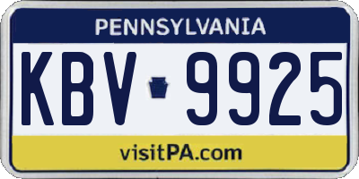 PA license plate KBV9925
