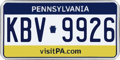PA license plate KBV9926