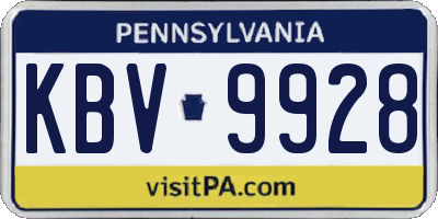 PA license plate KBV9928