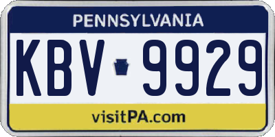 PA license plate KBV9929
