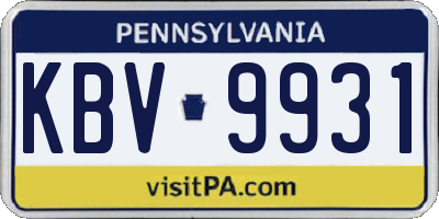 PA license plate KBV9931