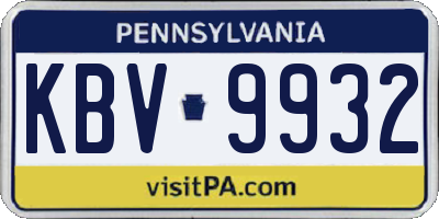 PA license plate KBV9932