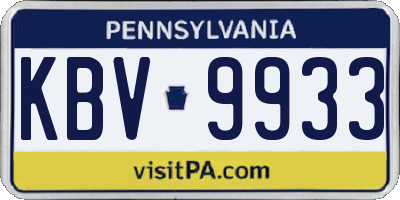 PA license plate KBV9933