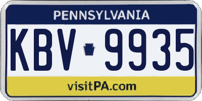 PA license plate KBV9935
