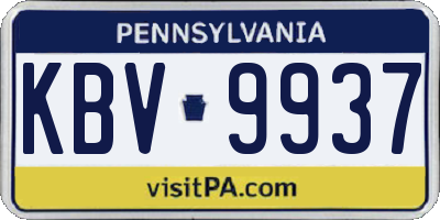 PA license plate KBV9937