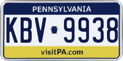 PA license plate KBV9938
