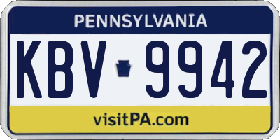PA license plate KBV9942