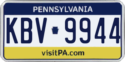 PA license plate KBV9944