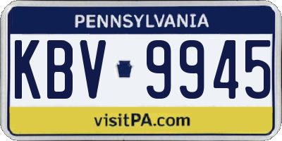 PA license plate KBV9945