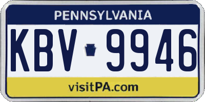 PA license plate KBV9946