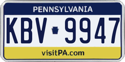 PA license plate KBV9947