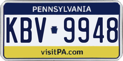 PA license plate KBV9948