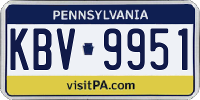 PA license plate KBV9951