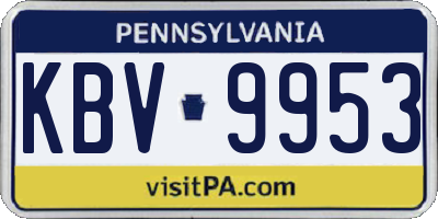 PA license plate KBV9953
