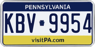PA license plate KBV9954