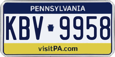 PA license plate KBV9958