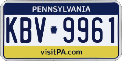 PA license plate KBV9961