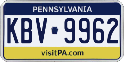PA license plate KBV9962