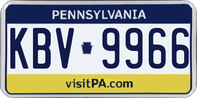 PA license plate KBV9966