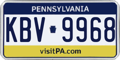 PA license plate KBV9968
