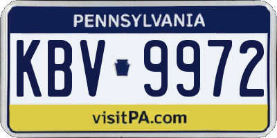 PA license plate KBV9972