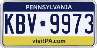 PA license plate KBV9973