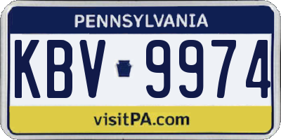 PA license plate KBV9974