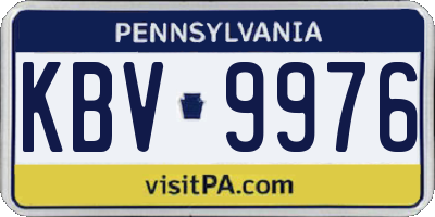 PA license plate KBV9976