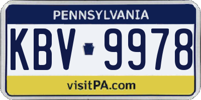 PA license plate KBV9978