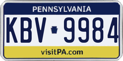PA license plate KBV9984