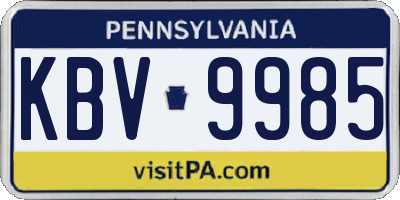 PA license plate KBV9985