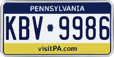 PA license plate KBV9986