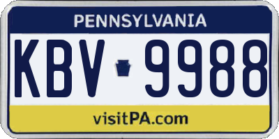 PA license plate KBV9988