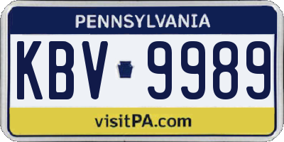 PA license plate KBV9989