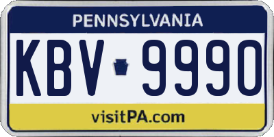 PA license plate KBV9990