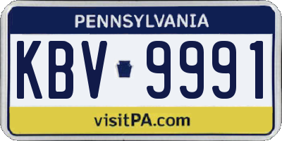 PA license plate KBV9991