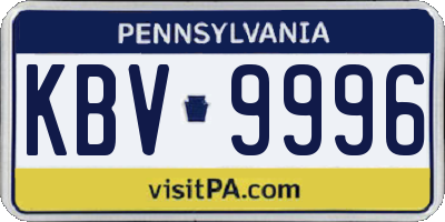 PA license plate KBV9996