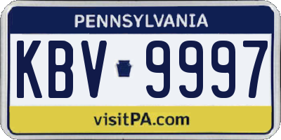 PA license plate KBV9997