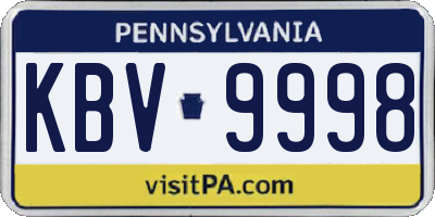 PA license plate KBV9998
